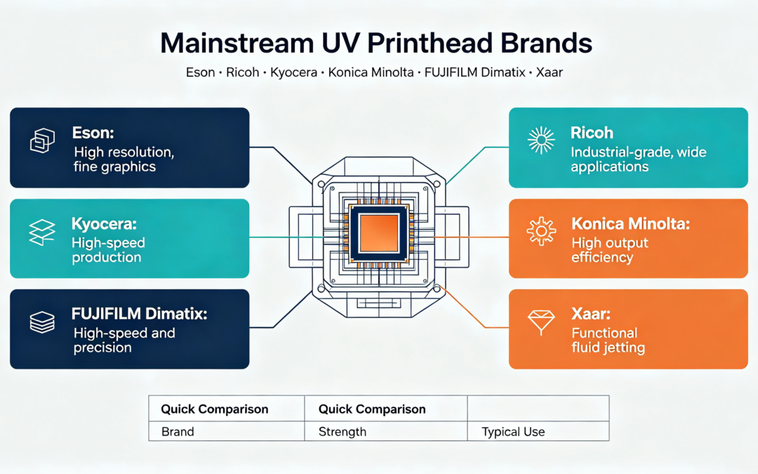 What Brands of Printheads Do UV Printers Use? What Is Each Printhead Suitable For? A Guide to Mainstream Industrial Printhead Selection